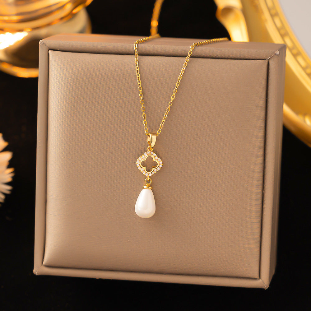 Summer New Titanium Steel Non-fading Versatile Necklace Light Luxury Simple Pendant Women's Necklace