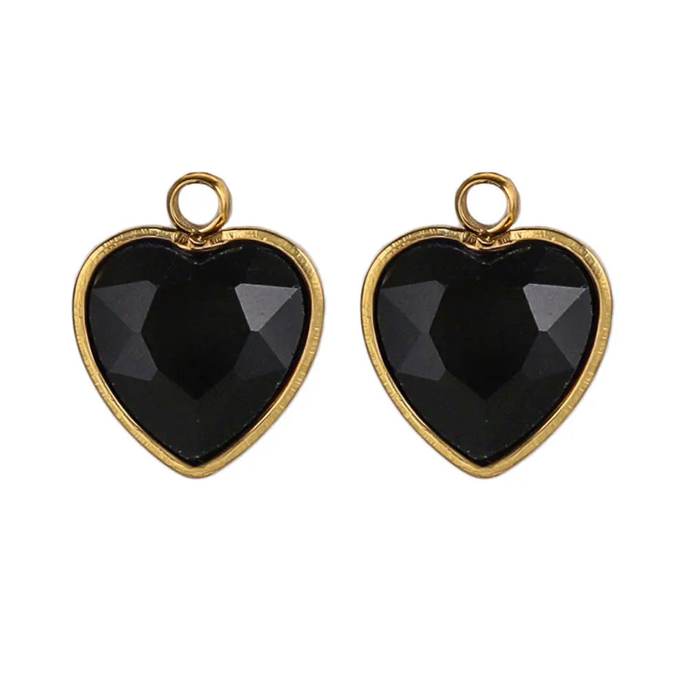 Stainless Steel Love Glass Pendant 18K Vacuum Plated Gold Pendant DIY Necklace Earrings Jewelry Accessories