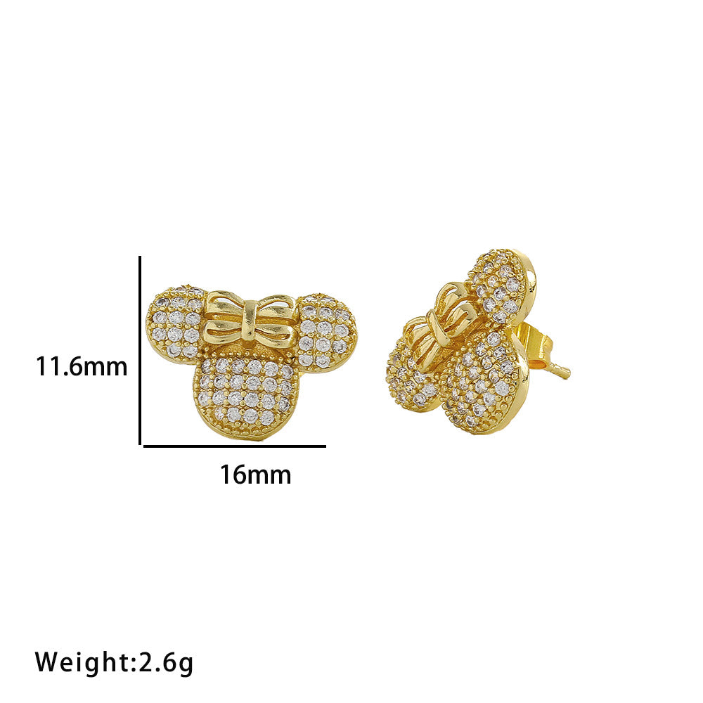 Full Diamond Mickey Three-piece Necklace Female Tide Simple Personality Temperament Internet Celebrity Exquisite Collarbone Chain Pendant for Girlfriends