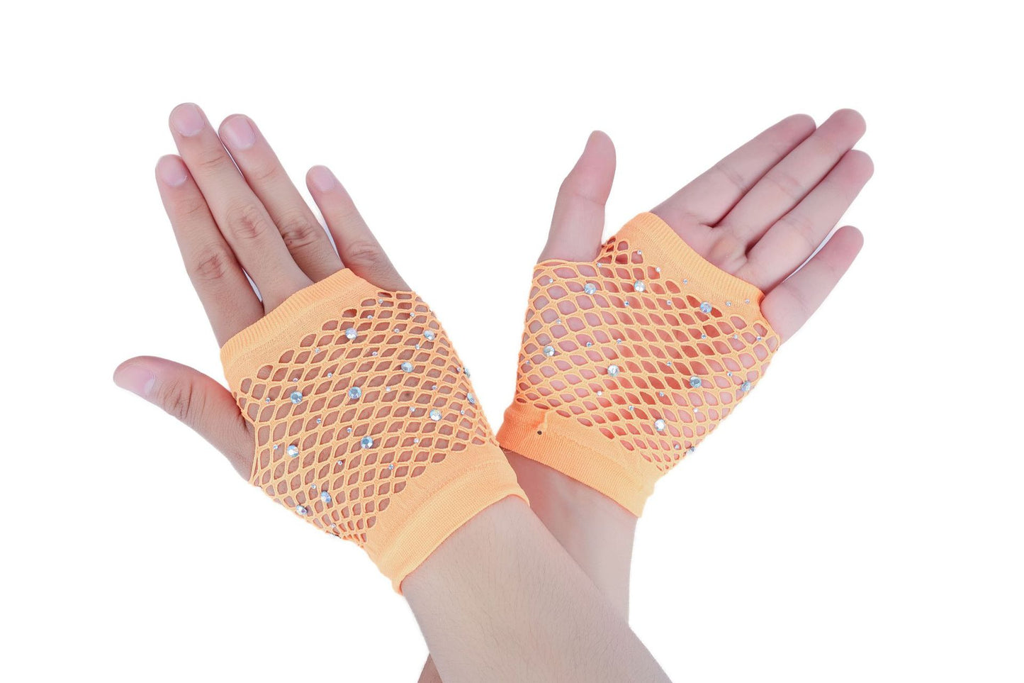 European and American Fashion Flash Diamond Short Sex Fishing Net Gloves Party Punk Decorative Half-finger Gloves Wholesale