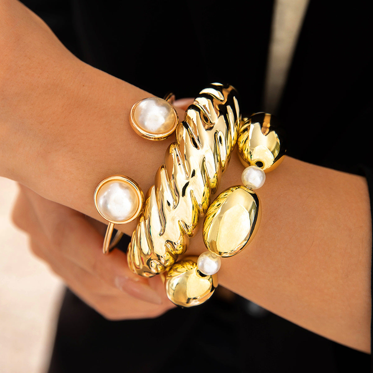 Multi-layer Line Winding Geometric Opening Bracelet Punk Style Bracelet