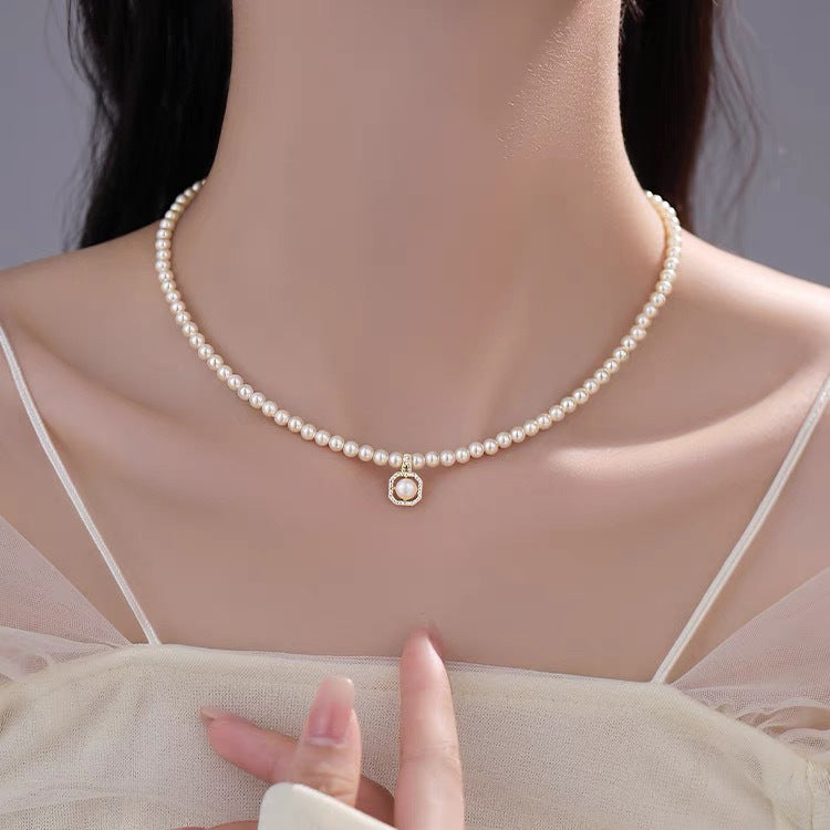 Pearl Necklace Female Summer Niche Design High-end Millet Bead Neck Chain Explosive Collarbone Chain