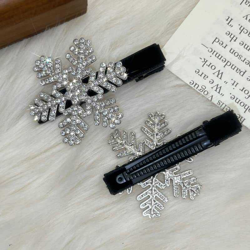 Snowflake Hairpin Female Autumn and Winter Bangs Clip Side Clip Hairpin Internet Celebrity Clip Hair Accessories Christmas Headdress