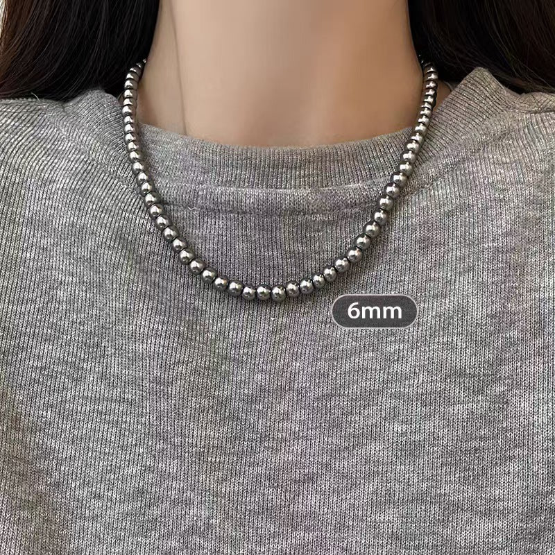 Aobai Magnetic Buckle Round Pearl Necklace Female Fashion Celebrity Neck Chain Temperament Design Advanced Sense Collarbone Chain