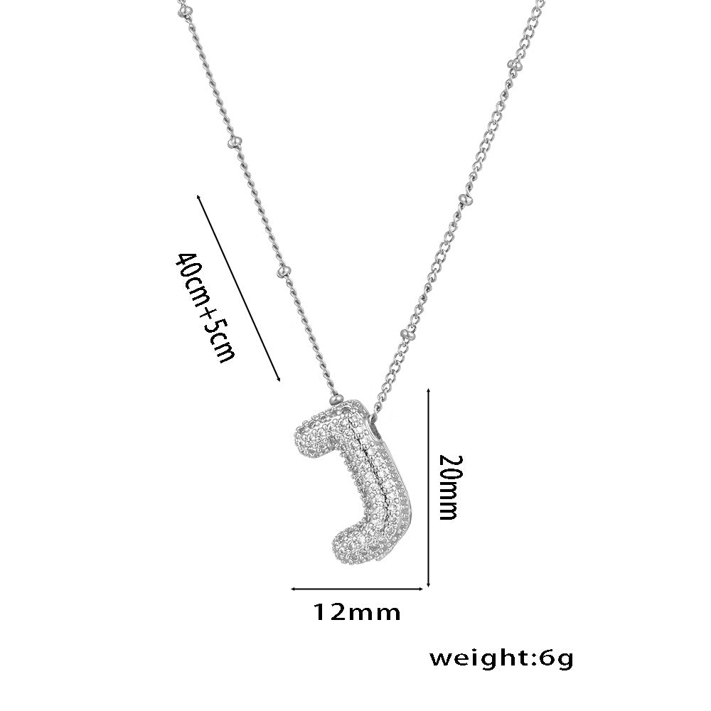 New European and American Micro-inlaid Zircon 26-letter Pendant Necklace Copper-plated 18K Gold Fashion Versatile Classic Jewelry