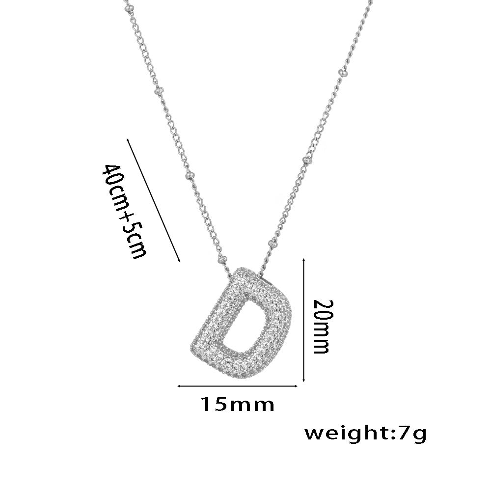 New European and American Micro-inlaid Zircon 26-letter Pendant Necklace Copper-plated 18K Gold Fashion Versatile Classic Jewelry