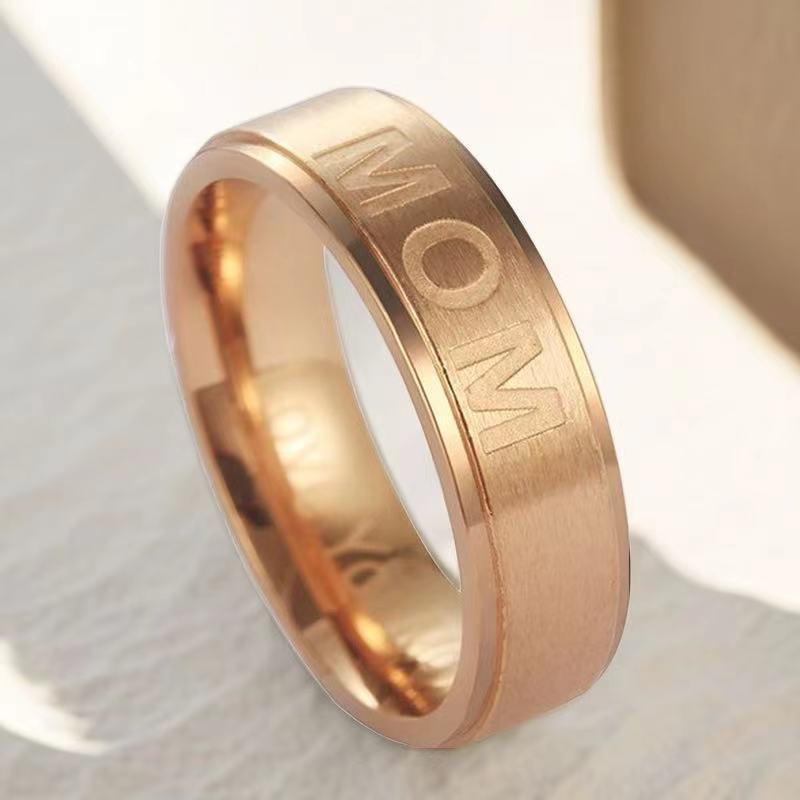 Stainless Steel Ring MOM European and American Holiday Gifts Couple Titanium Steel Ring Does Not Fade Ins Style Jewelry Jewelry Wholesale