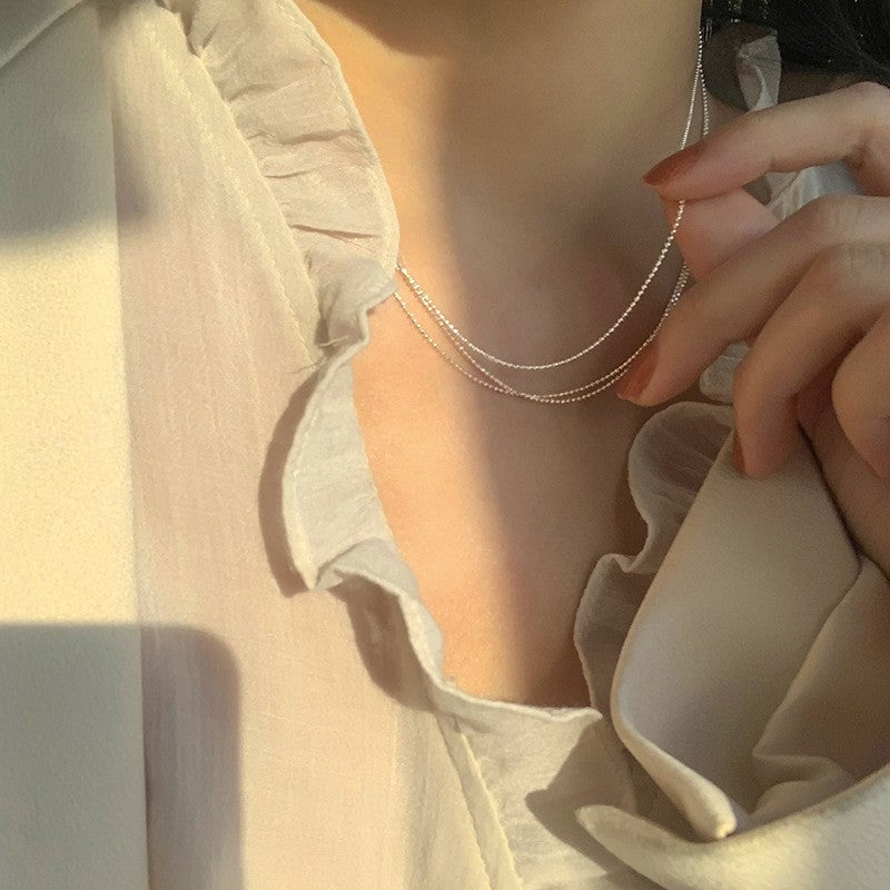 925 Silver Love Necklace Women's Summer High Sense Design Sense Niche Light Luxury Collarbone Chain Neck Chain