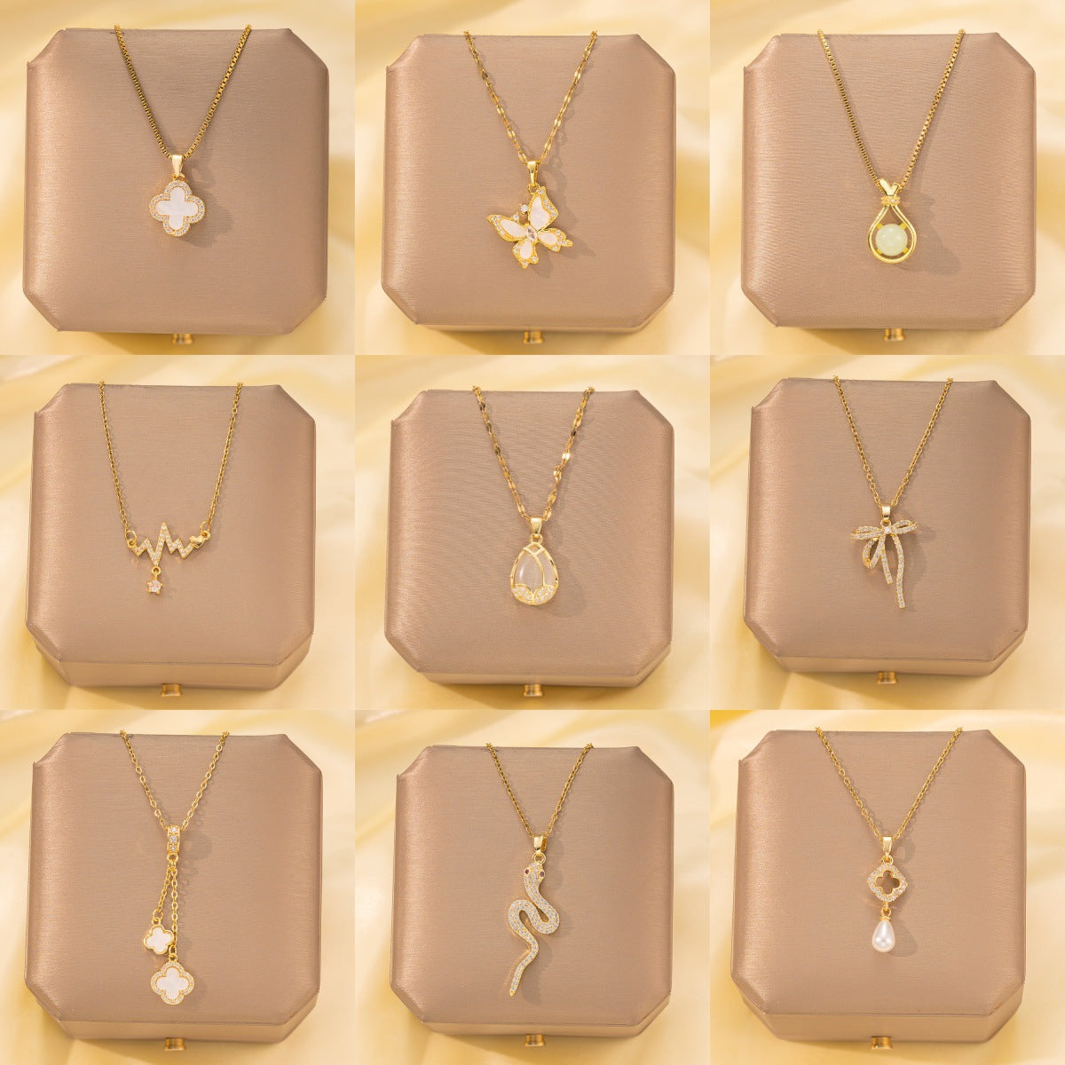 Copper Pendant Titanium Steel Necklace for Women Slightly Inlaid Zircon Pendant Girl Necklace