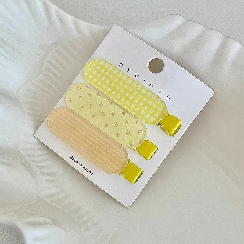 Black and White Checkerboard Hairpin Seamless Hairpin Broken Hair Bangs Side Clip Female Korean Duck Bill Clip One-word Clip