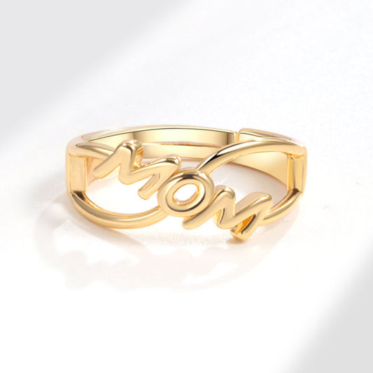 New MOM English Ring, Mother's Birthday and Mother's Day Gift, Cold Wind Personality Design