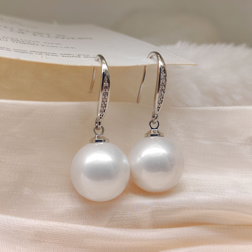 Pearl Earrings French High-end Micro-inlaid Zircon Pearl Ear Hook Simple Celebrity Temperament Earrings