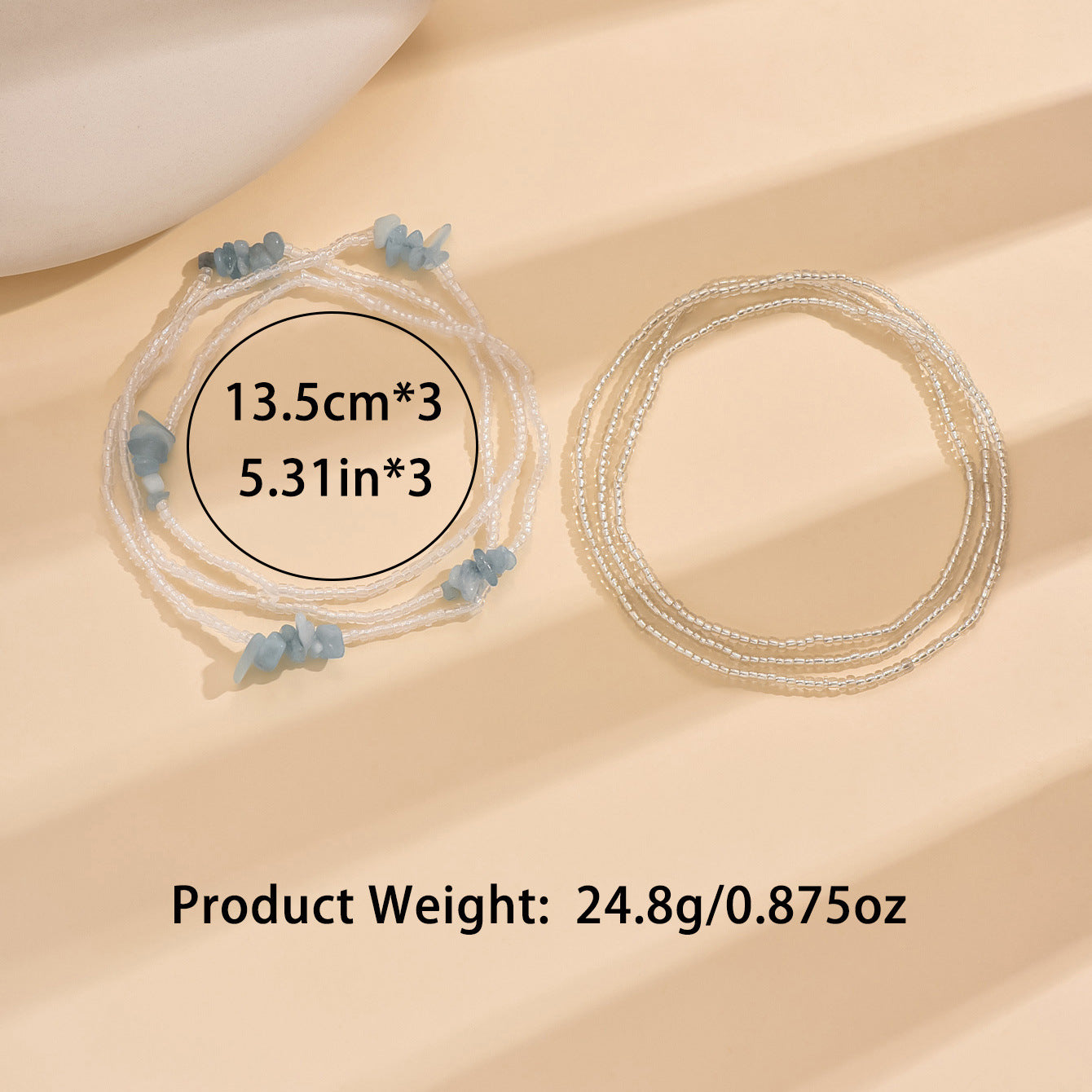 European and American Jewelry Summer Versatile Small Stone Rice Bead Anklet Creative Bracelet Multi-purpose Beach Trend Two-piece Set