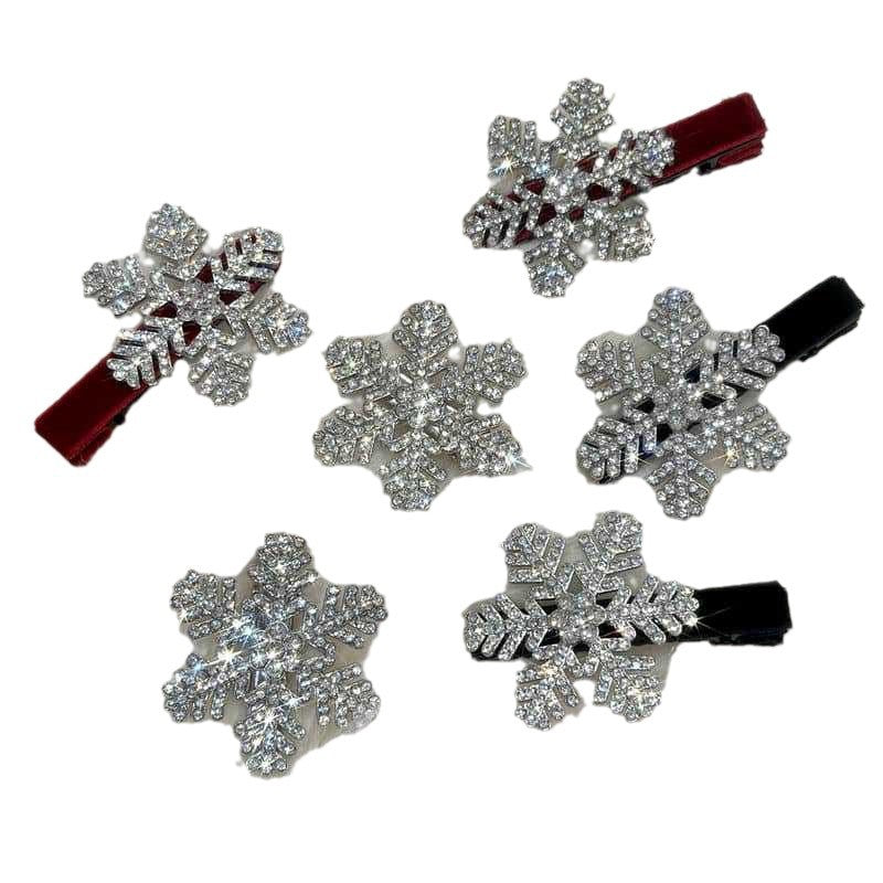 Snowflake Hairpin Female Autumn and Winter Bangs Clip Side Clip Hairpin Internet Celebrity Clip Hair Accessories Christmas Headdress