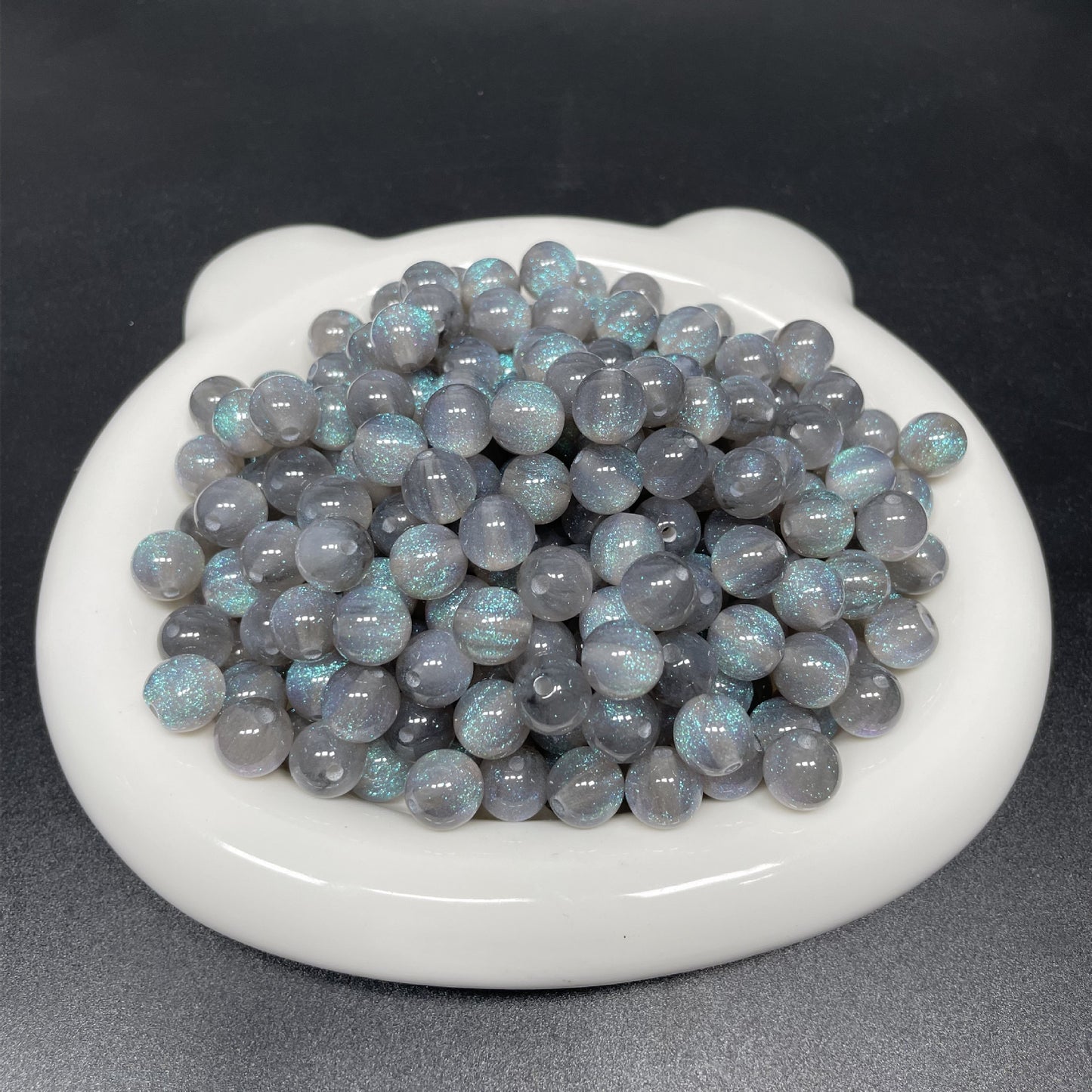 8/10/12 Mm Resin Fine Flash Starry Sky Mermaid Ji Round Beads Resin Imitation Cat Eye Beads DIY Bracelet Accessories