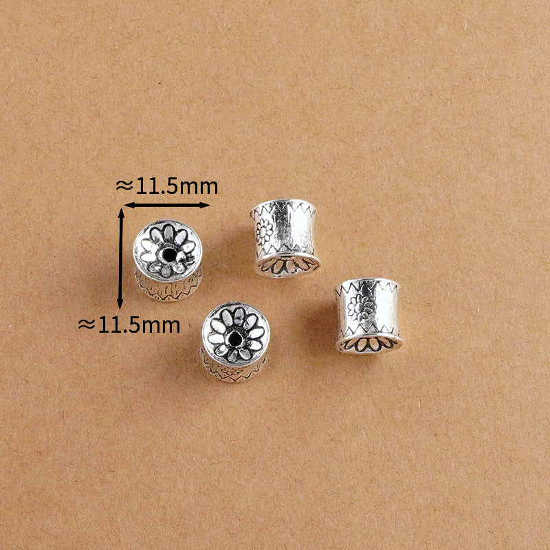 Silver Jewelry Bead Partition Accessories DIY Bracelet Handmade Beading Accessories Running Ring Accessories Thai Silver Chiang Mai Silver Large Bead Partition
