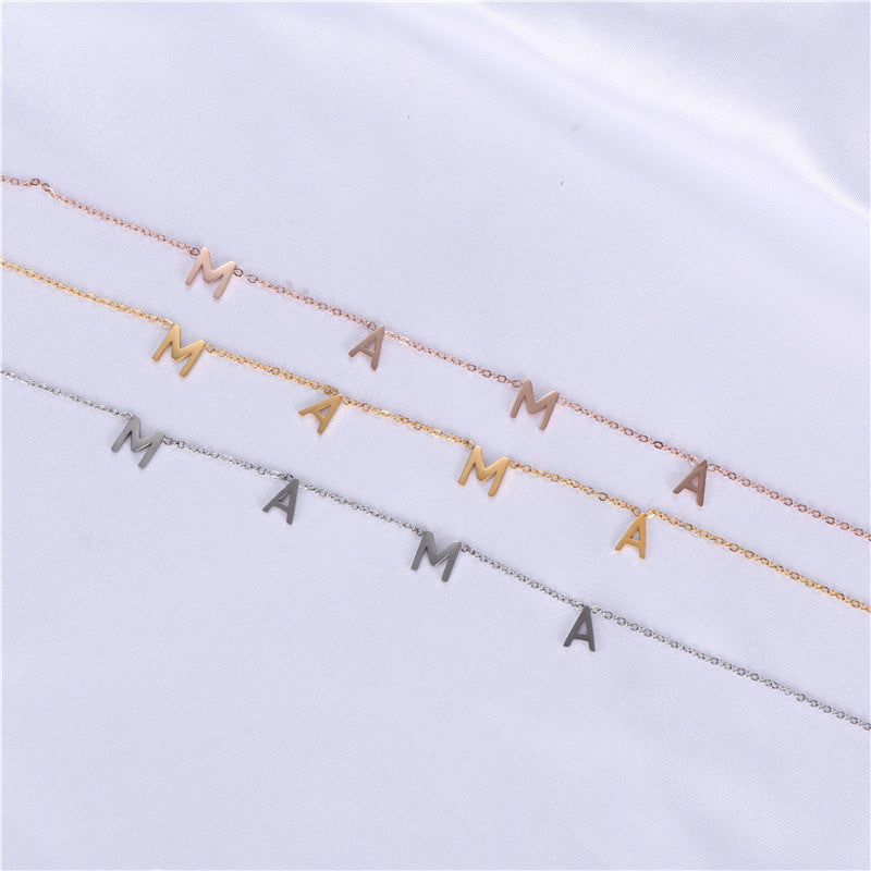 Europe and The United States Hot-selling Stainless Steel Necklace MAMA Welding Small Letters Simple High-end Mother's Day Gift Necklace