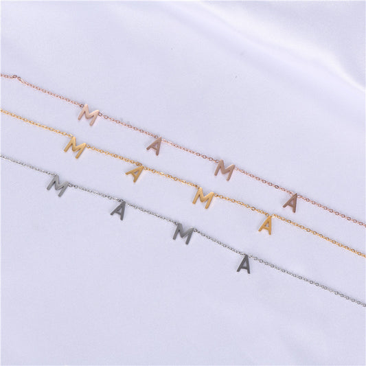 Europe and The United States Hot-selling Stainless Steel Necklace MAMA Welding Small Letters Simple High-end Mother's Day Gift Necklace