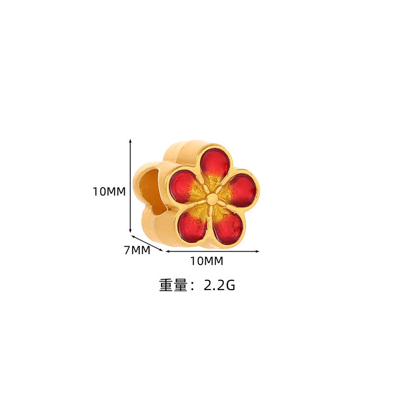 DIY Handmade Bracelet Beaded Accessories Sand Gold Alloy Accessories Dumb Gold Double-sided Flower Large Hole Beads Bracelet Beads