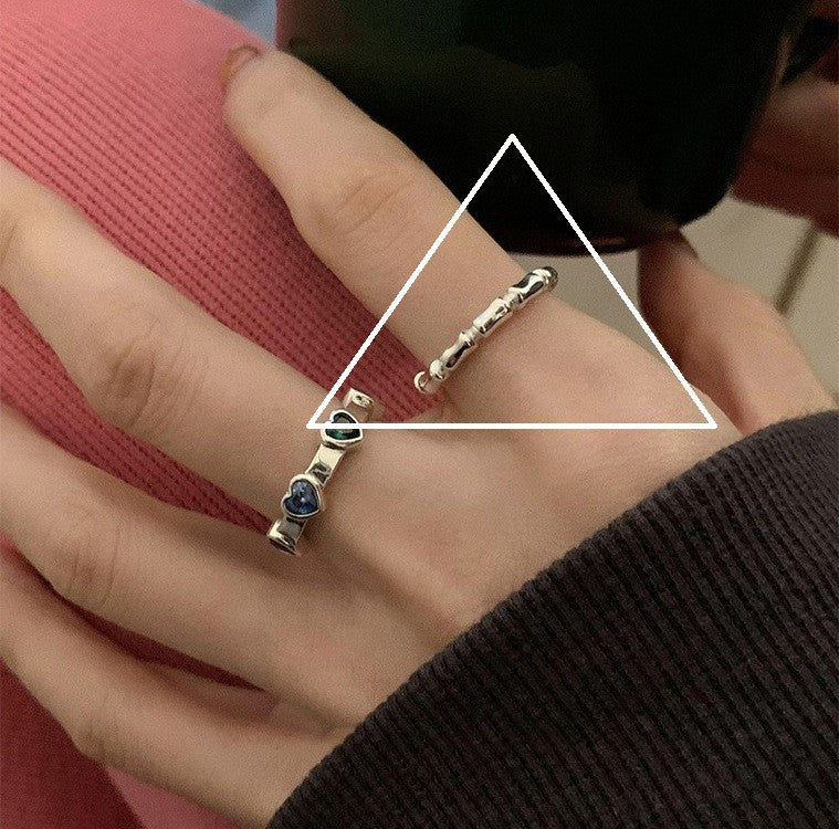 Korean Version of S925 Sterling Silver Niche Design Irregular Simple Plain Ring Female Stacking Wearing Hipster Ring Cold Wind