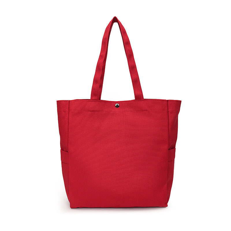 Canvas Bag Korean Version of Foreign Trade Literature and Art Solid Color Large Capacity Shoulder Tote Bag To Work Versatile Ins Women's Commuter Bag