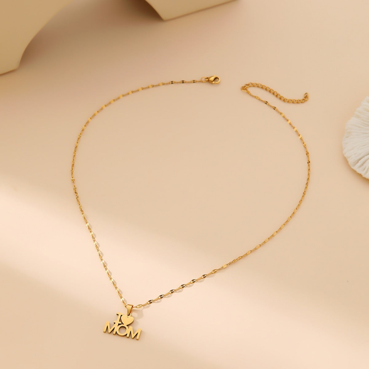 European and American New Stainless Steel I LOVE MOM Lip Chain Necklace Mother's Day Gift Women's Jewelry