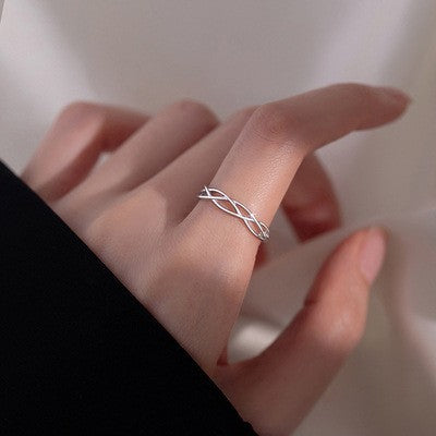 Korean Version 925 Sterling Silver Plain Ring, Women's Non-fading Ins Style Light Luxury High-end Sense Versatile Opening Adjustment Index Finger Ring