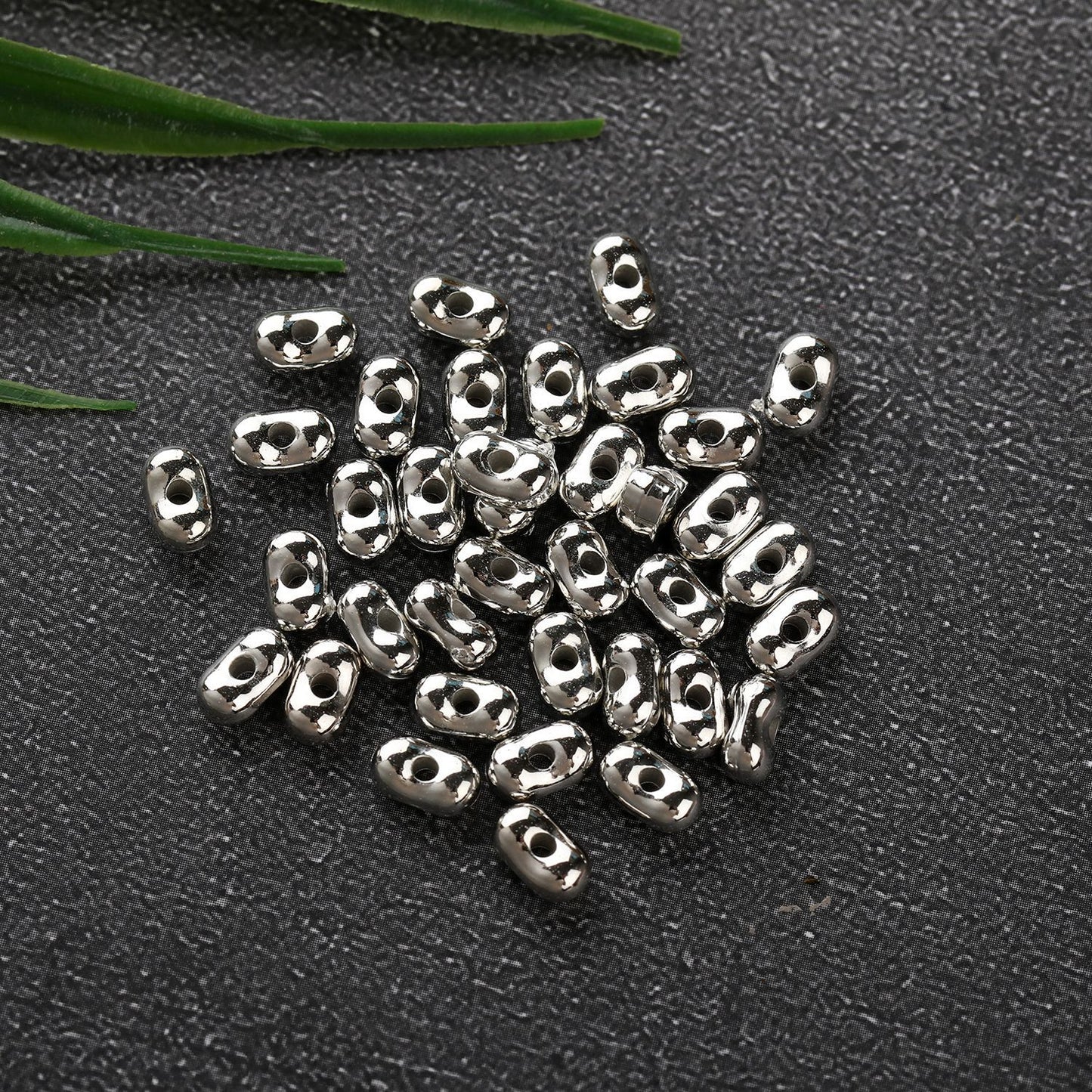 Acrylic Peanut Bead Separator DIY Bracelet Necklace Positioning Bead Accessories, Gold Silver Loose Beads