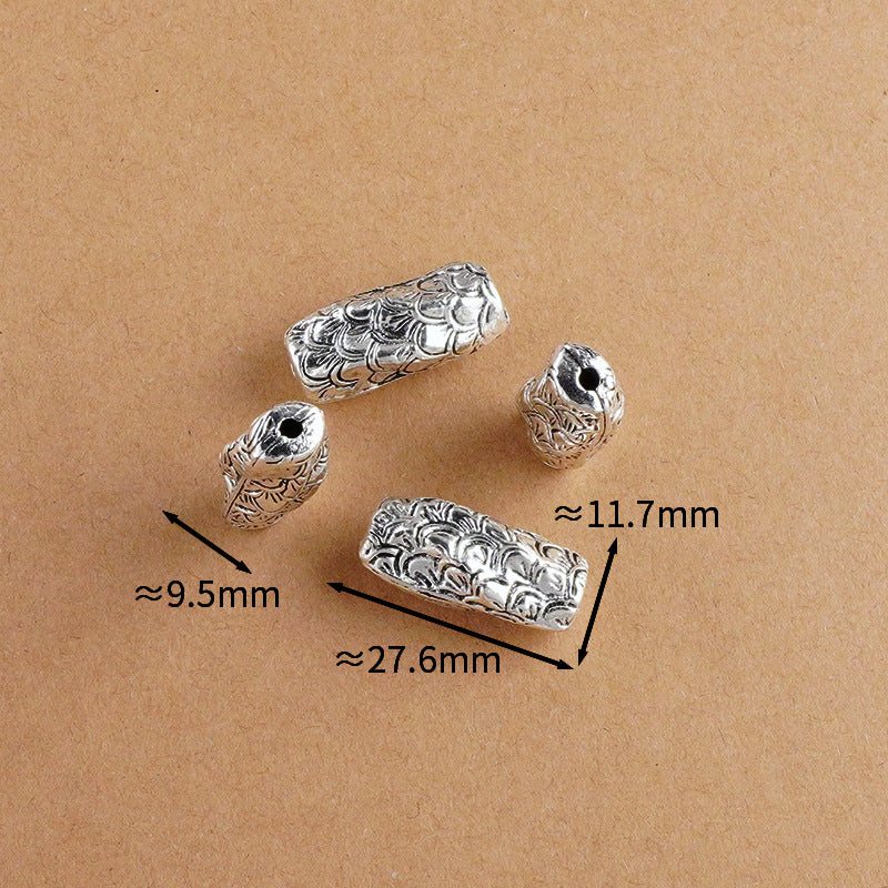 Silver Jewelry Bead Partition Accessories DIY Bracelet Handmade Beading Accessories Running Ring Accessories Thai Silver Chiang Mai Silver Large Bead Partition