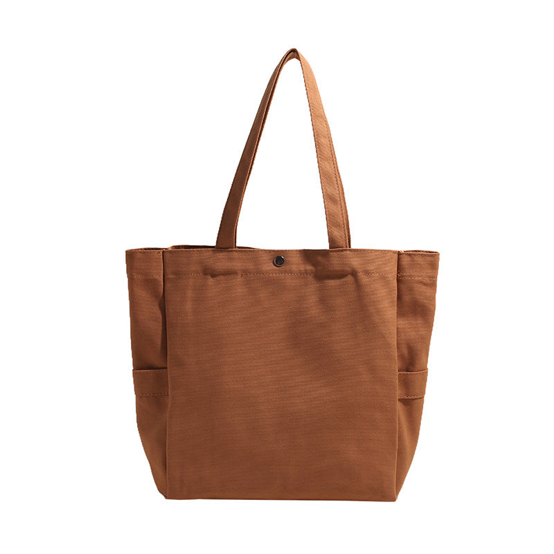 Canvas Bag Korean Version of Foreign Trade Literature and Art Solid Color Large Capacity Shoulder Tote Bag To Work Versatile Ins Women's Commuter Bag