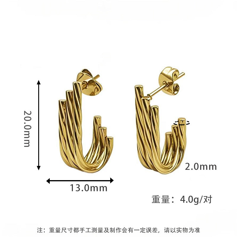 New European and American Earrings Light Luxury High-end Ear Jewelry Ins Titanium Steel U-shaped Ear Buckle