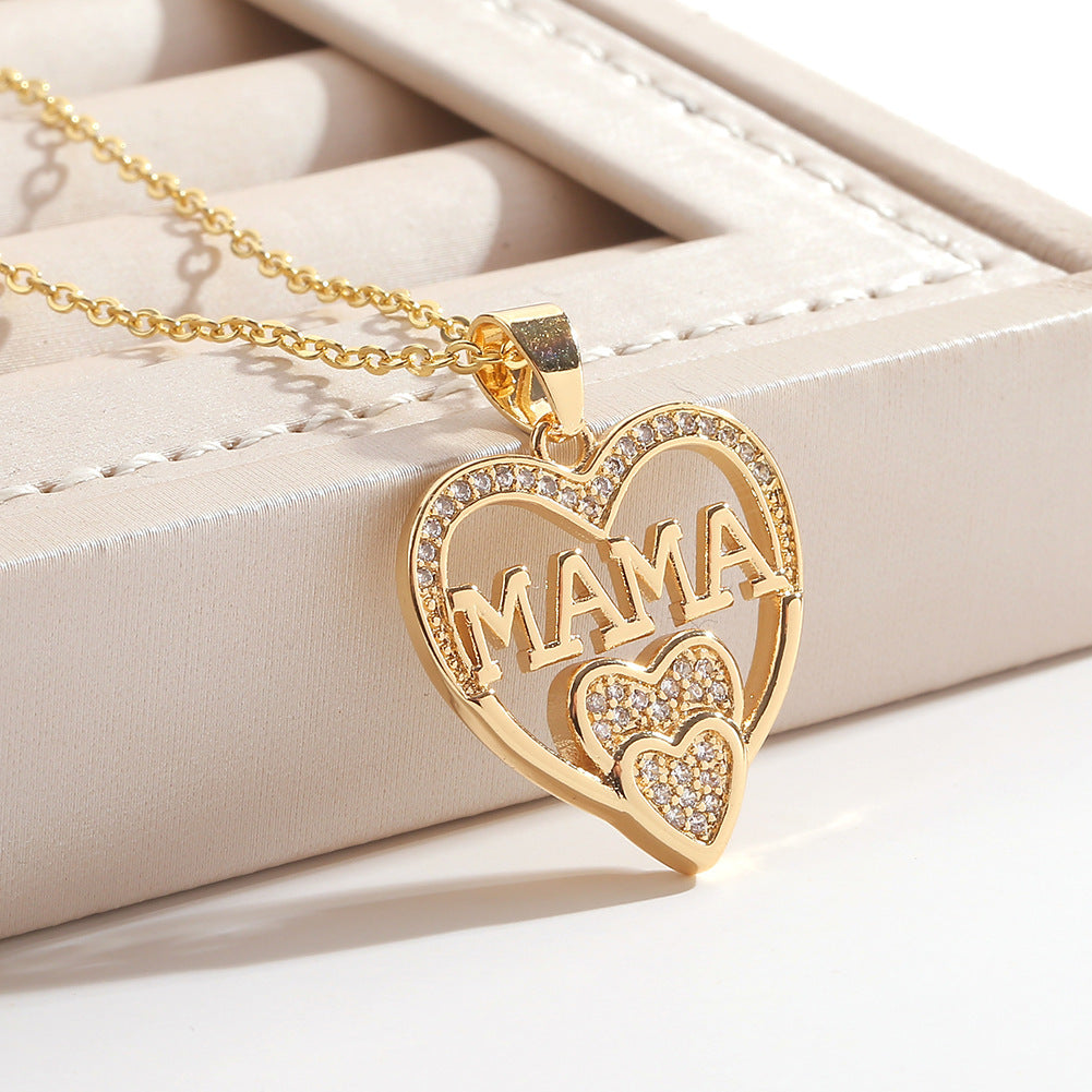 Temperament Simple Women's Jewelry Cold Wind MOM Pendant Mother's Day MAMA Versatile Necklace Internet Celebrity Jewelry