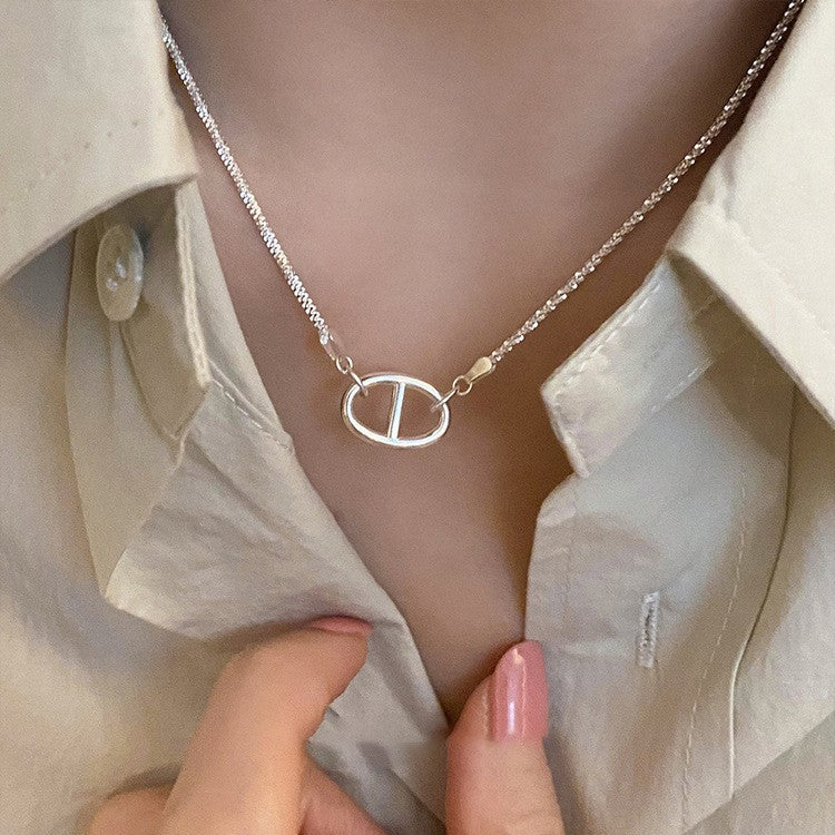 925 Silver Love Necklace Women's Summer High Sense Design Sense Niche Light Luxury Collarbone Chain Neck Chain