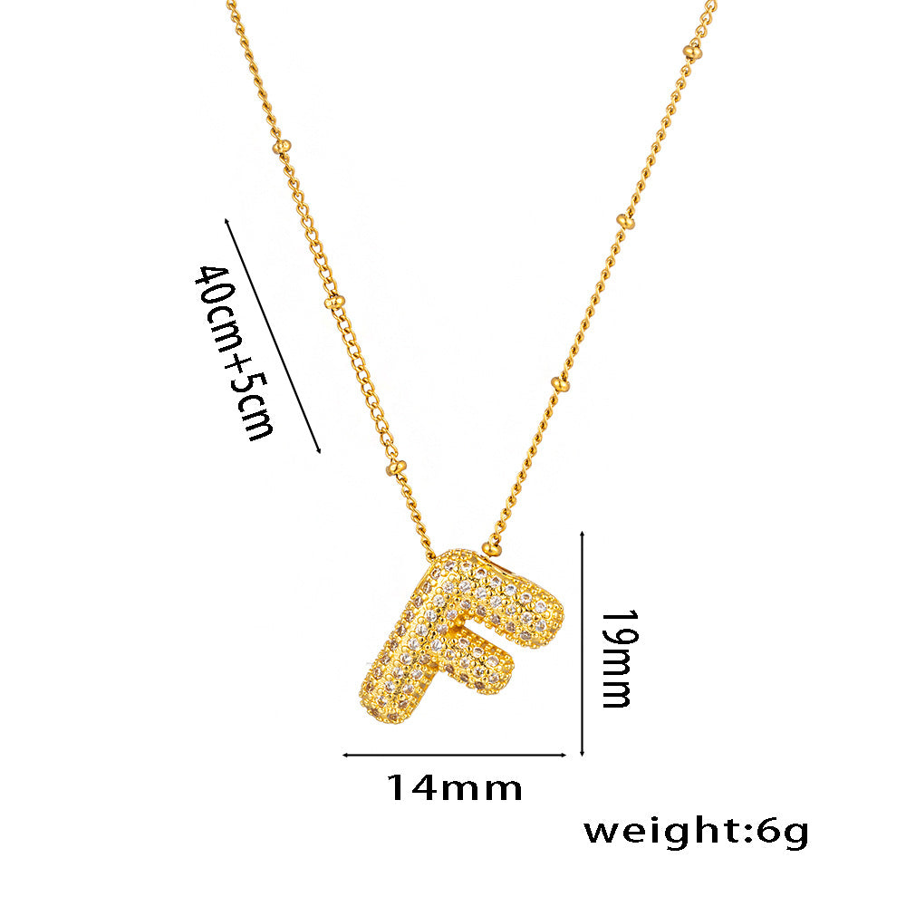 New European and American Micro-inlaid Zircon 26-letter Pendant Necklace Copper-plated 18K Gold Fashion Versatile Classic Jewelry