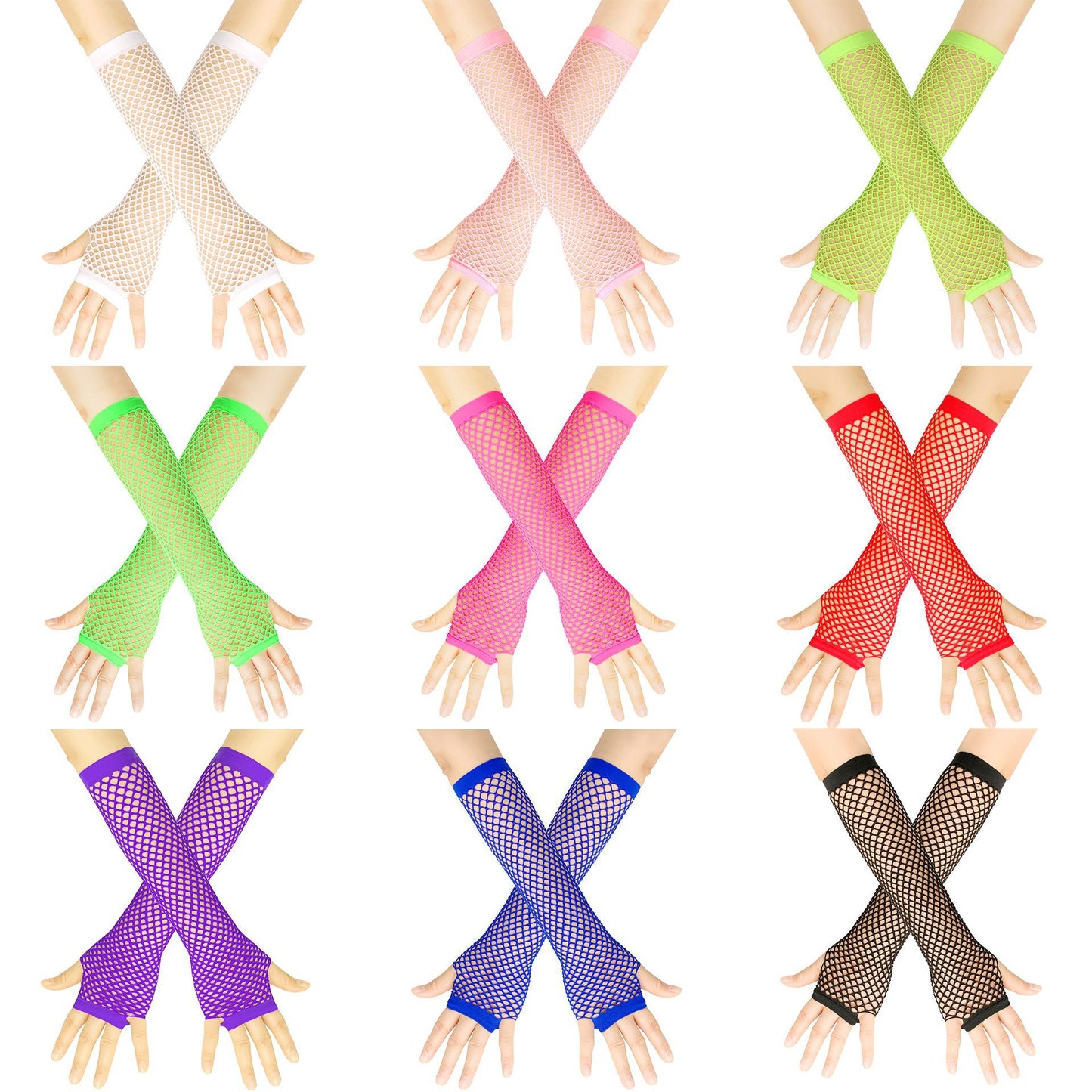 European and American Rough Net Fishing Net Elastic Gloves Sexy Long Gloves Punk Half Finger Nightclub Party Etiquette Gloves