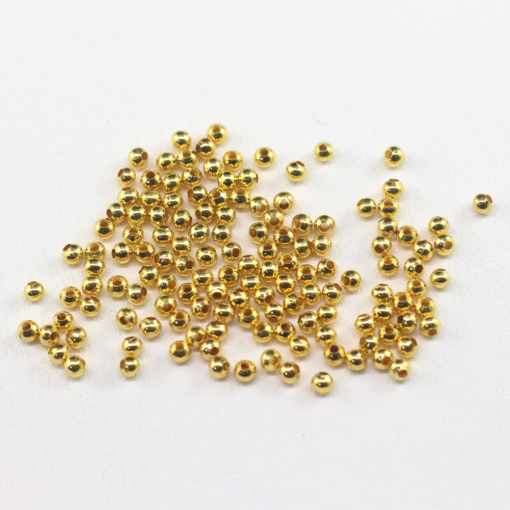 18K Imitation Gold Color-preserving 3mm Copper Skin Round Beads DIY Crystal Agate Bracelet, Bead-separated Bodhi Bracelet, Keychain Loose Beads.