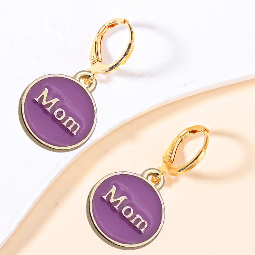 Alloy Drip Pendant Round Double-sided Mom18x14mm Series Earrings