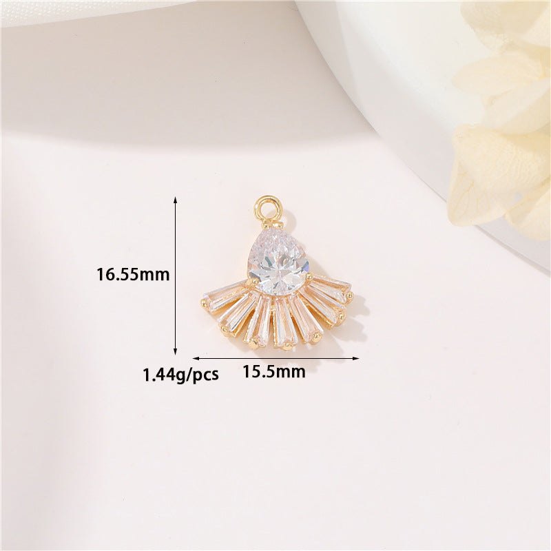 DIY Jewelry Accessories Cute Simple Micro-inlaid Zircon Cherry Pendant Accessories 14k Real Gold Butterfly Pendant