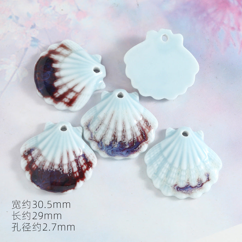 Ocean Wind Ceramic Beads Rabbit Conch Cat Claws Beaded Accessories Handmade Material DIY Loose Beads Bracelet Accessories