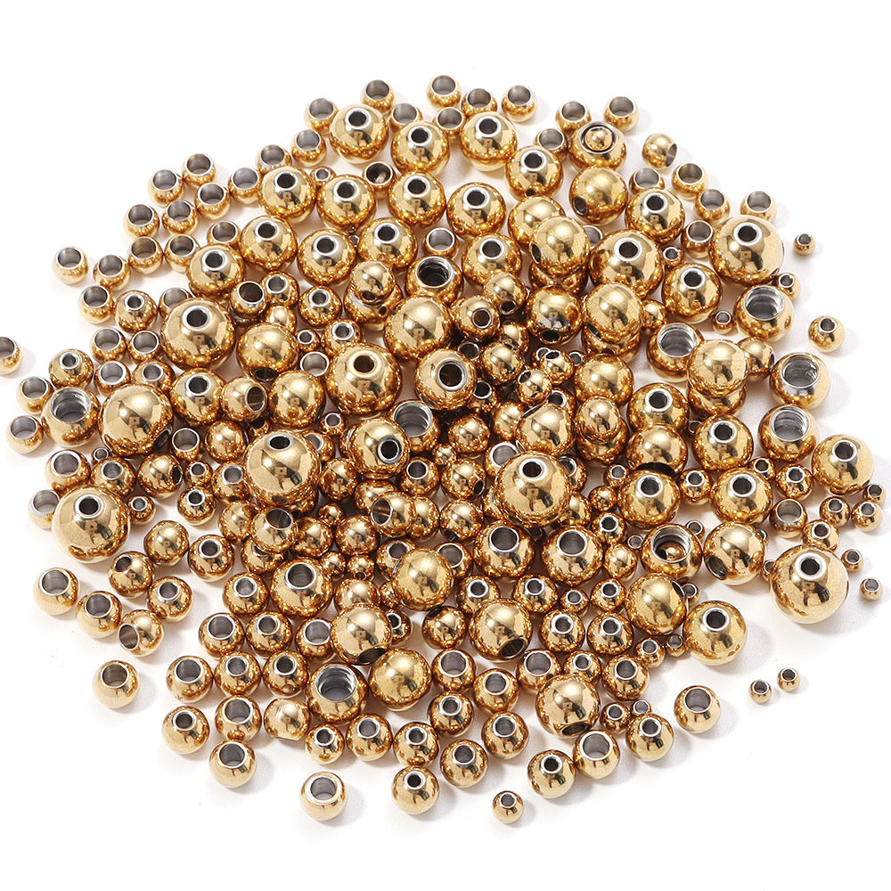 Stainless Steel Large Hole Beads Loose Beads Smooth Solid Beads Perforated DIY Jewelry Accessories Bracelet Bead Spacer Accessories