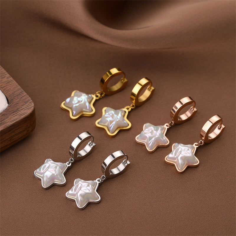 Fashion Titanium Steel Does Not Fade Short Ear Buckle Simple Geometric Rose Gold Earrings Stud Earrings