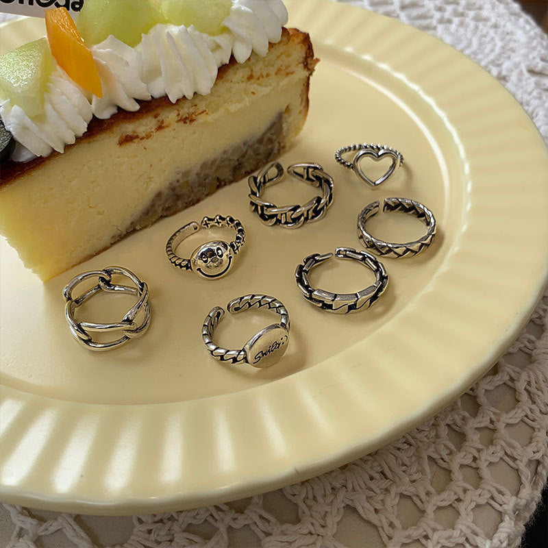 925 Sterling Silver Ring Retro Thai Silver Love English Letter Hollow Index Finger Ring Niche Design Cold Wind Light Luxury