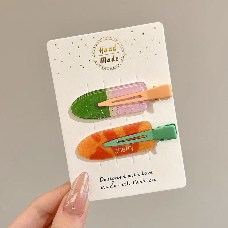 Black and White Checkerboard Hairpin Seamless Hairpin Broken Hair Bangs Side Clip Female Korean Duck Bill Clip One-word Clip