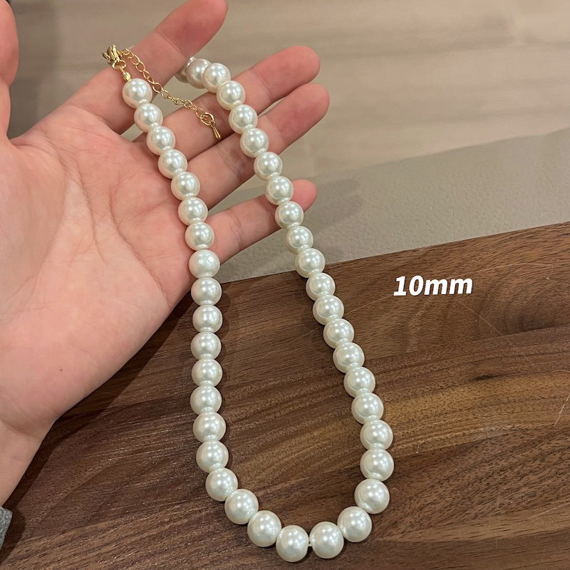 Aobai Magnetic Buckle Round Pearl Necklace Female Fashion Celebrity Neck Chain Temperament Design Advanced Sense Collarbone Chain
