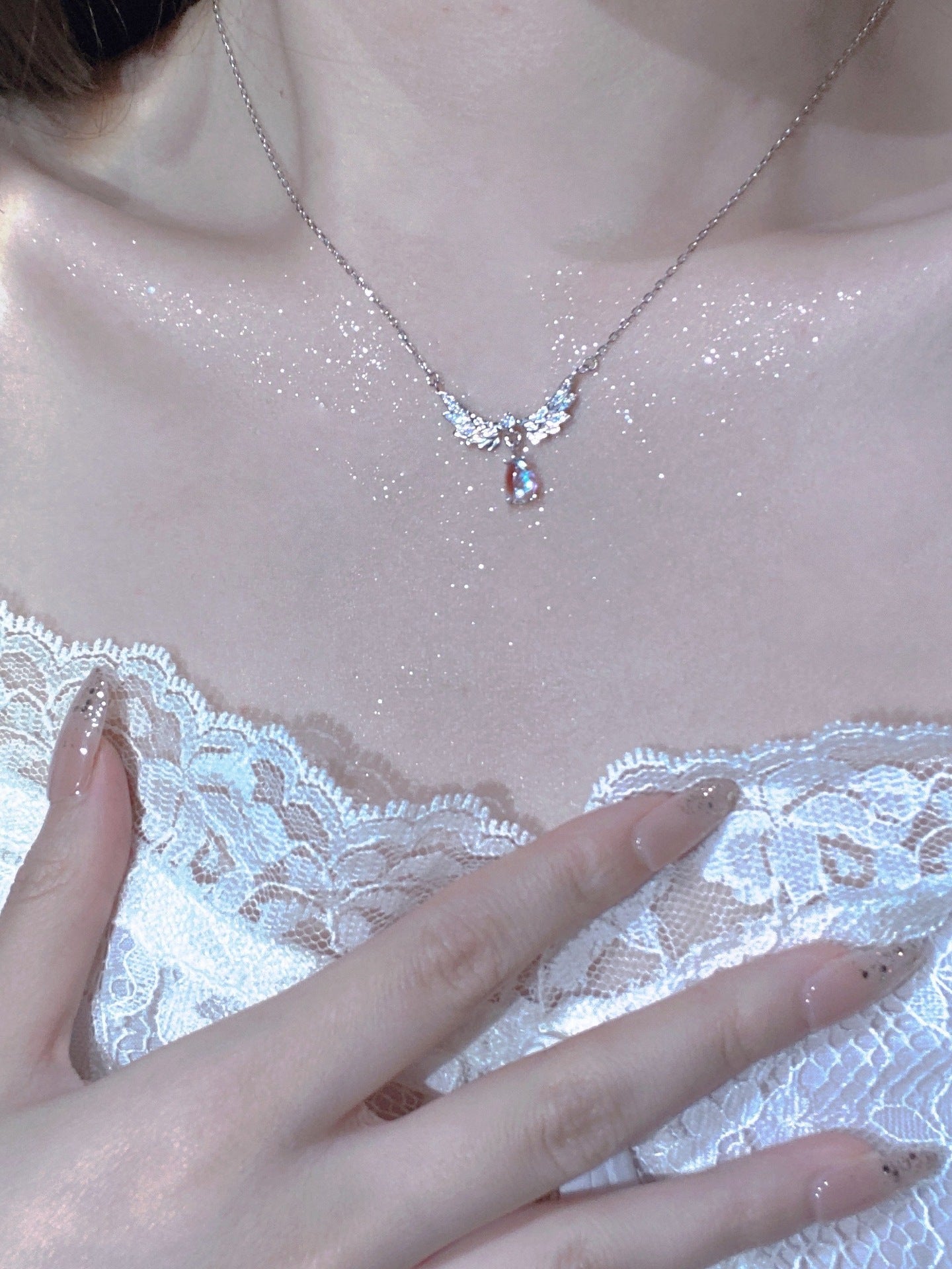 Summer Silver Titanium Steel Non-fading Necklace Women's Fashion Light Luxury Pendant Girls Necklace