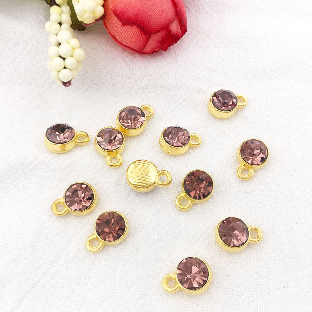 Alloy Diamond Twelve Birthday Stone Small Pendant Star Stone Lucky Stone Birthday Stone DIY Pendant 7mm Jewelry Accessories