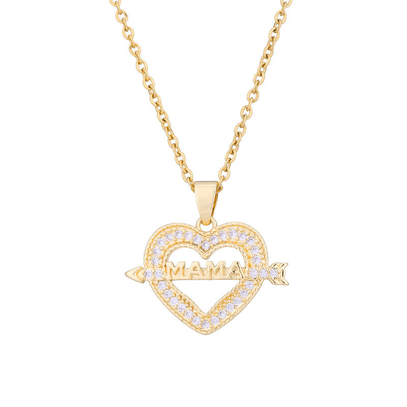 Stainless Steel Heart Shape Mother's Day Mom Letter Necklace