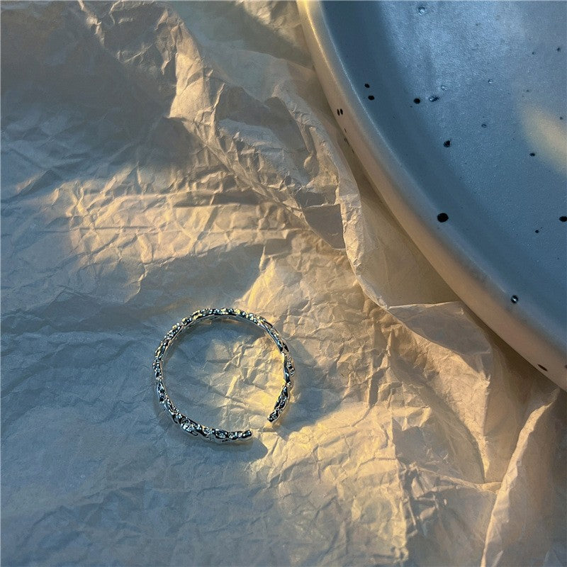 Korean Version 925 Sterling Silver Plain Ring, Women's Non-fading Ins Style Light Luxury High-end Sense Versatile Opening Adjustment Index Finger Ring