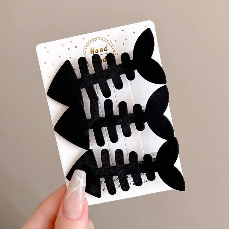 Black and White Checkerboard Hairpin Seamless Hairpin Broken Hair Bangs Side Clip Female Korean Duck Bill Clip One-word Clip