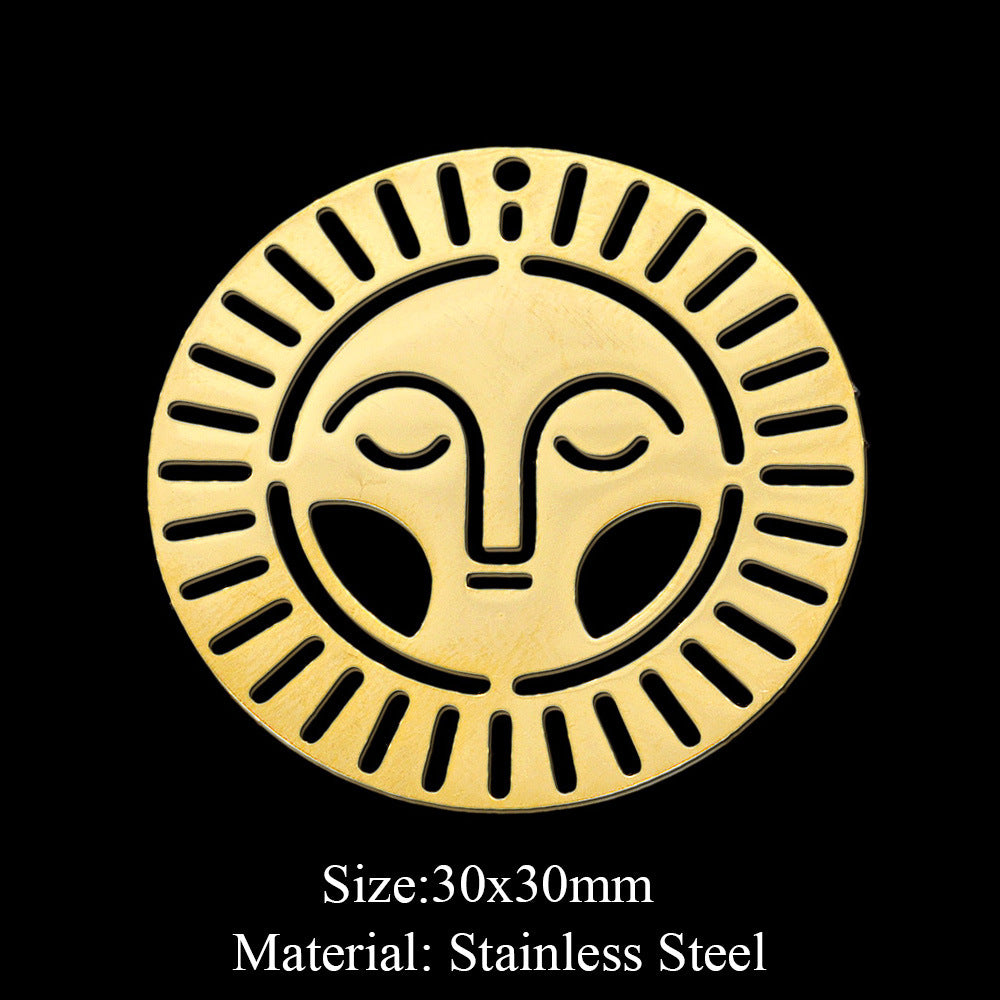 5 Pcs/bag Eye Fairy Face Pendant Geometric DIY Stainless Steel Jewelry Accessories Necklace Pendant